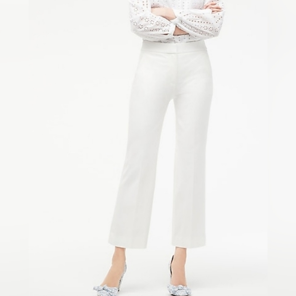 J. Crew Hayden Bi-Stretch Cotton Kickout Crop Ivory Pant